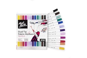 MONT MARTE Fabric Pens Set – 12 pieces – Textile Markers with brilliant Colours – Dual Tip Fabric Markers – Permanent for Clothes