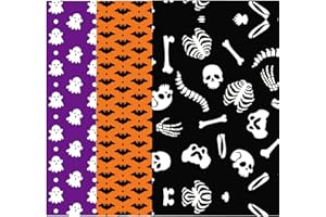 Jwssor Halloween Tissue Paper,30sheets Halloween Wrapping Paper,50x30cm Orange Bat Purple Ghost and Skull Paper for Halloween DIY Crafts