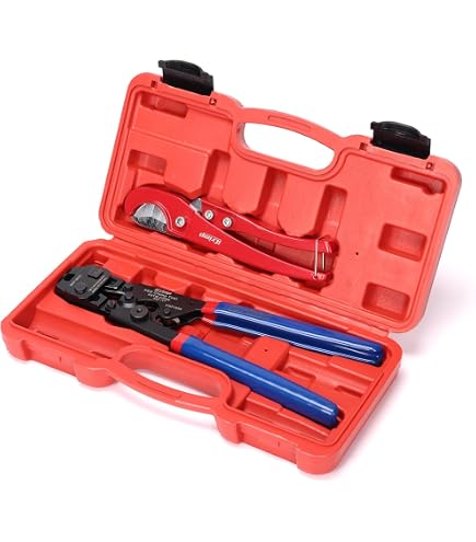 2-in-1 PEX Crimpzange – Cinch & Remove, Für 3/8" Bis 1" Edelstahlklemmen, Ratschen-Mechanismus, Langer Griff
