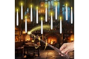 HAUSPROFI Latające świece LED, 24 sztuki, z pilotem zdalnego sterowania, pływające świece, ciepłe światło, migoczące świece wiszące na Boże Narodzenie, Halloween, imprezę, dekoracja