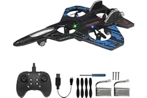 SZJMAO RC Plane for Kids and Beginners, 2.4GHz Form Drone Remote Control Airplane Outdoor Flying Toy, 360° Drop-Resistant Stunt Spin Remote Fighter Jet with Lights (Blue)