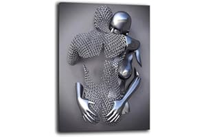 PRINTERLAND Quadro Moderno Soggiorno Verticale Coppia Astratto Abbraccio Quadri moderni da Parete Salone XXL grande Stampa su tela Canvas Decorazione Murale muro Arredo Camera letto Cucina (50x70 cm, 1)