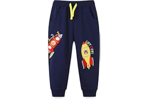 TCWWBB Boys Trousers Digger Dinosaur Reindeer Santa Claus Cotton Sweatpants Jogging Drawstring Tracksuit Pants Kids Girls Christmas Xmas Sport Jogger Bottoms Age 1-7 Years