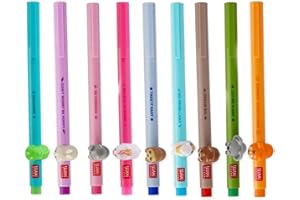 LEGAMI – Penna gel – Lovely Friends, animale decorativo, rimovibile e ricombinabile, previene rotoli, punta fine 0,5 mm, set da 9 colori assortiti