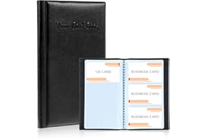 Tyqour 120 Card Business Card Holders, Pu Leather Business Card Wallet, Credit Card Holder, Name Card Collection Folder for Men Women (Black)