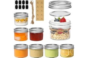 LATERN 8 st mini glasburkar, 120 ml vanlig mun murare burk liten glasburk med lock, tätningsband, etiketter och rep – för kry