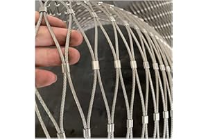 DTVEW 304 Malla de Cuerda de Acero Inoxidable, Malla Metálica Tejida Valla de Jardín Red de Protección, Cerca Anticaída de Gran Altitud(10cm/2mm,1.2x4m/3.9x13.1ft)