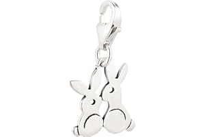 7K Charm Anhänger Hasen aus 925 Sterling Silber (13x11mm)