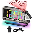 U-picks Digital Alarm Clock,Alarm Clock with Projection,7.4"LED Mirror Clock with 180°Rotating Projector,11 RGB Color Digital Display,10 Color Night Light,5 Level Volume Table Clock For Children,Girls