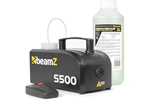 BeamZ S500 - Nebelmaschine mini mit Flüssigkeit Set, 500 Watt Mini Rauchmaschine, Fog Machine, Kabelfernbedienung, Party Nebel für DJs, Hauspartys, Hochzeiten, Karneval, Halloween