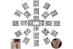 Nuluxi Perlas de Vikingo Cuentas de Barba Vikinga Perlas de Barba Vikingo de Runa Adecuado para Pelo Accesorios Collares Pulseras Paracaídas Colgantes DIY Pulsera de Cuero- Plata (24 Piezas)