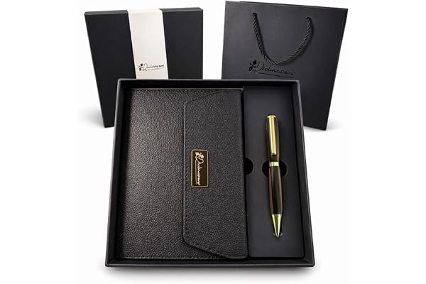 Déclinaisons - Coffret cadeau Carnet A5 et Stylo Personnalisable Bois d’Ebène de Macassar, Fabriqué à la Main en France, Livré avec Sac Cadeau | Doctorat, Docteur, Luxe