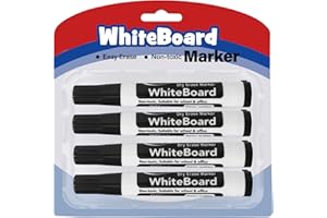 Autoau Pennarelli Lavagna Bianca Cancellabile 4 Pacco Penna Cancellabile Pennarello Lavagna Cancellabili con Larghezza di Linea di 2-3 mm Pennarello Nero per L'Insegnante Scuola Casa Ufficio