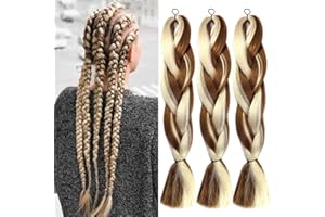 COLORFUL PANDA Colorfulpanda Ombre treccine africane extension Capelli Sintetici 3 toni 3 pezzi/lotto/pz per extension per treccine africane Braiding (Marrone scuro & bionda)