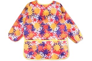 PLABBDPL Tablier Peinture Enfant, Blouse Peinture Enfants Imperméable Tablier de Peinture Enfant, Tablier Enfant de Peinture, Tablier Manches Longues Enfant, Blouses d'art Pour 2-8 ans Garçon et Fille