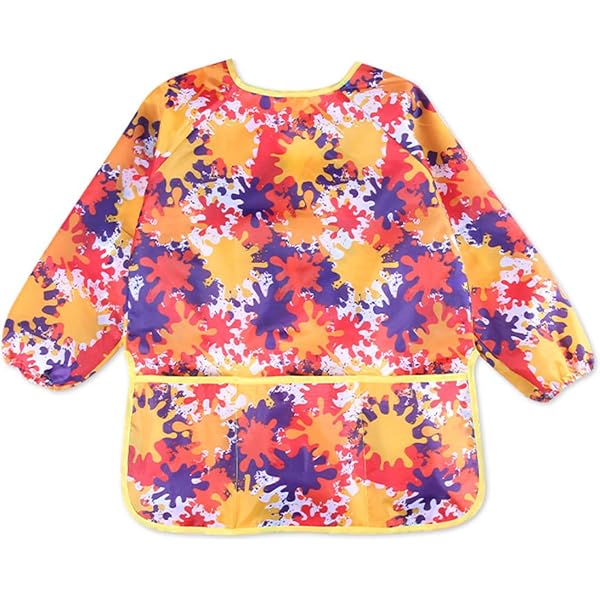 Tablier De Peinture Enfant – Lot De 2 – Imperméable, 44x60 Cm, 3 Poches – Dès 3 Ans, Jaune Et Rose