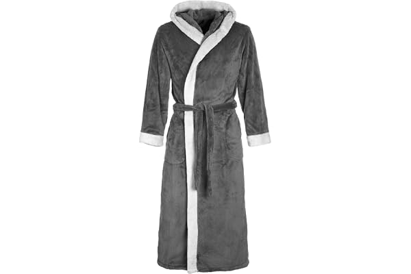 Di Vadini Peignoir Prato à capuche unisexe pour homme et femme - Vêtement de nuit en microfibre élégante - Kimono avec couleur et taille au choix XXS - 5XL I Bath-Robe Öko-Tex Standard 100