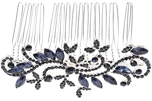Garneck Navy Blue Rhinestone Hair Comb - Elegant Vintage Bridal Hair Accessories for Women - for Weddings and Engagements Stylish Navy Blue Hair Clips and Fascinators