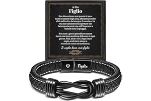 YELUWA Bracciale in Pelle Intrecciata per Figlio - Regalo Ispirazionale Da Mamma e Papà - Regali Compleanno per Ragazzi