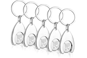 WOUMON 5 Pezzi Chiave per Carrello della Spesa, Portachiavi Gettone Carrello Spesa Rimovibile,Chip per Carrello in Acciaio Inox per Carrelli della Spesa (Stile 1)