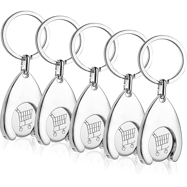 10 Gettoni Portachiavi Per Carrello Della Spesa - Chiave Rimovibile - Argento - Foto 3