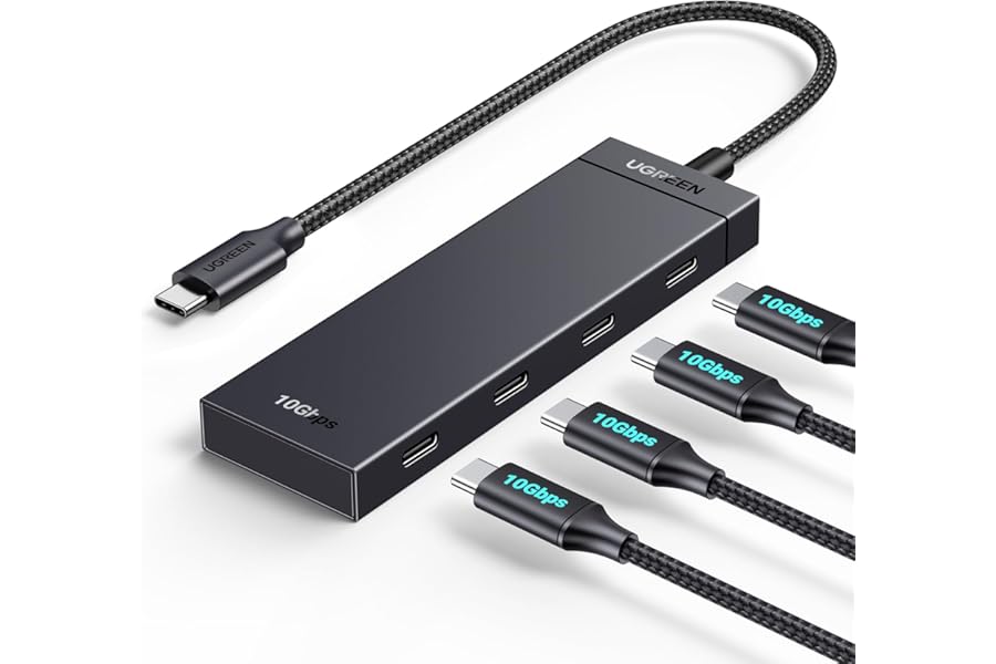 UGREEN USB C Hub 10Gbps, Splitter with 4 USB-C Ports, 30CM Cable, USB 3.2 Hub Multiport Adapter Compatible with MacBook Pro, MacBook Air, iPad Pro, iPad Mini 6 and iPhone 15/16/17, Plug and Play