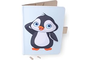 Oxrose Protezione per diario sanitario per neonati – pinguino – formato A5 15 x 21 cm – alette per riporre le ordinanze