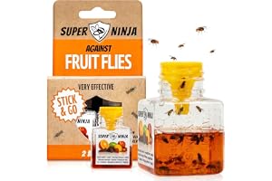 Super Ninja Fruit Fly Trap - 2 pack, Highly Effective Fruit Fly Killer for Home & Kitchen, Up to 3 Weeks of Performance per B