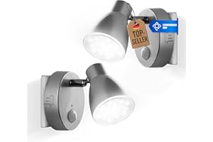 ‎TRANGO Trango 2635-024 LED Sensor Nachtlicht – 2er Pack – Silber – Drehbar & Schwenkbar – Automatikfunktion – Bewegungssensor – 230V Steckdosenlampe – Sicherheits- & Orientierungslicht