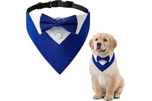 HACRAHO Bandana da smoking per cani, 1 bandana per cani, regolabile, colore blu, per cani e gatti, L