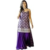 UFB Women's Embroidered Purple Kurta and Sharara with Dupatta