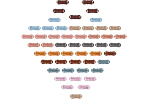 Tasnme 50 Pcs Leather Tag Labels Embossed Tags with Holes Microfiber Colorful Handmade with Love Heart for Garment DIY Handmade Jeans Bags Hats Shoes Tag