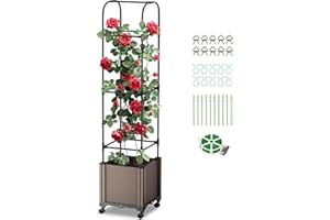 Ytaoeo Garten Pflanzkasten mit Rankgitter, 40x30x150cm Blumenkasten/Pflanzkübel mit Spalier für Kletterpflanzen, mit 10 Verschlüsse, 10 Clips, 1 Kunststoffkabel, 12 Kabelbinder