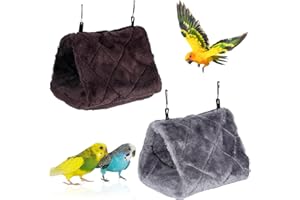 Fadcaer 2-Piece Set Bird Nest,Winter Warm Parrot Hammock,Hanging Bird Nest House Plush Macaw Pet Bed Cage Tent Toys for Birds Cave Hideout of Parakeet Mynah Cockatoo Hamster Hammock Bird’s Shed