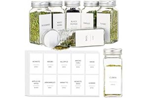 140 Spice Jar Labels, Prefdo Minimalist Preprinted White Sticker Black Text, 1.4''x 2.5'' Waterproof Seasoning Label stickers for Kitchen Organization（White）