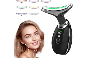 QUELLSOTTY Masseur Visage Électrique, Appareil Anti-Rides à 7 Couleurs avec 3 Modes de Massage, Masseur Visage et Cou Vibrant pour Raffermissement et Douceur de la Peau (Noir)