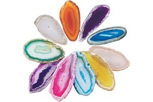 Nupuyai Lot de 10 tranches de table multicolores non percées en agate légère, irrégulière, polie, géode d'agate, pour décoration de maison, de fête de mariage