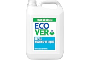 Ecover Washing Up Liquid Refill, Washing Up Soap, Tough on Grease and Grime, Fresh Camomile & Clementine Scent, 1 x 5L