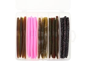 OriGlam Senko - 30 señuelos de plástico suave para pesca de lubina, gusanos locos, kit de señuelos para gusanos, trucha, salmón, lucioperca