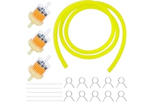 Tunejoy Kit Filtri Benzina di Moto con 1M Tubo Benzina 3 Pezzi Filtri Carburante 10 Pezzi Fascette Stringitubo per Moto, Scooter, ATV e Kart Dirt Bike Generatore Giallo