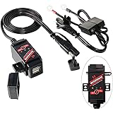 MOTOPOWER 3.1Amp Motorrad Dual USB Ladegerät SAE zu USB Adapter Batterie Monitor mit Schalter