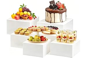 Bufféhöjare, 6-delad uppsättning cupcake stativ stativ catering buffétillbehör för tårta, bröllop, kök(PVC 6,8-9 tum)