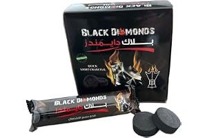 Black Diamonds Quicklight Charcoal Long Lasting for Bakhoor Oud, Incense, and Shisha, hookah coal - 33mm Disc (80 Pieces)