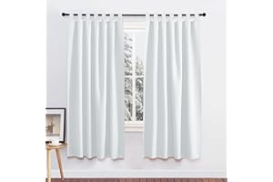 PONY DANCE Tenda Termica Isolante Freddo e Caldo per Soggiorno con Passanti 2 Pezzi 140x175 CM Tende Oscuranti per Interni Curtains Camera da Letto, Bianco Grigiastro