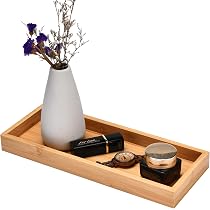 Plateau Rectangulaire En Bambou 29x11x3 Cm - Étanche & Multifonction - Salle De Bain, Cuisine, Rangement
