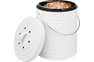 bremermann Cubo de composta con Cubo Interior de 5 litros, Filtro de carbón Activado, Cubo de Basura orgánico (Blanco)