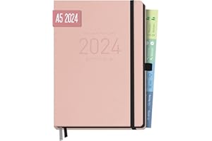 ‎HÄFFT Chäff-Timer Deluxe Kalender 2024 A5 [Rosé] Terminplaner 12 Monate: Jan - Dez 24 | Terminkalender, Wochenplaner mit Stiftschlaufe, Gummiband & Einstecktasche | nachhaltig & klimaneutral