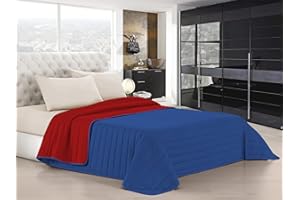 Italian Bed Linen Q-EL Elegant Edredòn estivo, Microfibra, BLU Royal/Rojo, 260x270 cm