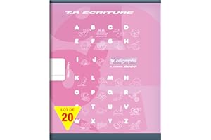 Calligraphe 108504C Un Lot de 20 Cahiers de Travaux Pratiques Roses (une Marque de Clairefontaine) - 17x22 cm - 32 Pages Lignées 18 mm et Unies Blanches - Papier 90 g - Couverture Carte Offset