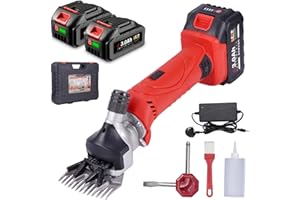 ONEVAN Cordless Sheep Shearing Clippers - Professional Heavy Duty Electric Shearing Clippers with 6 Speeds, for Shaving Fur Wool in Sheep, Cattle, Farm Livestock, Pet (Red)